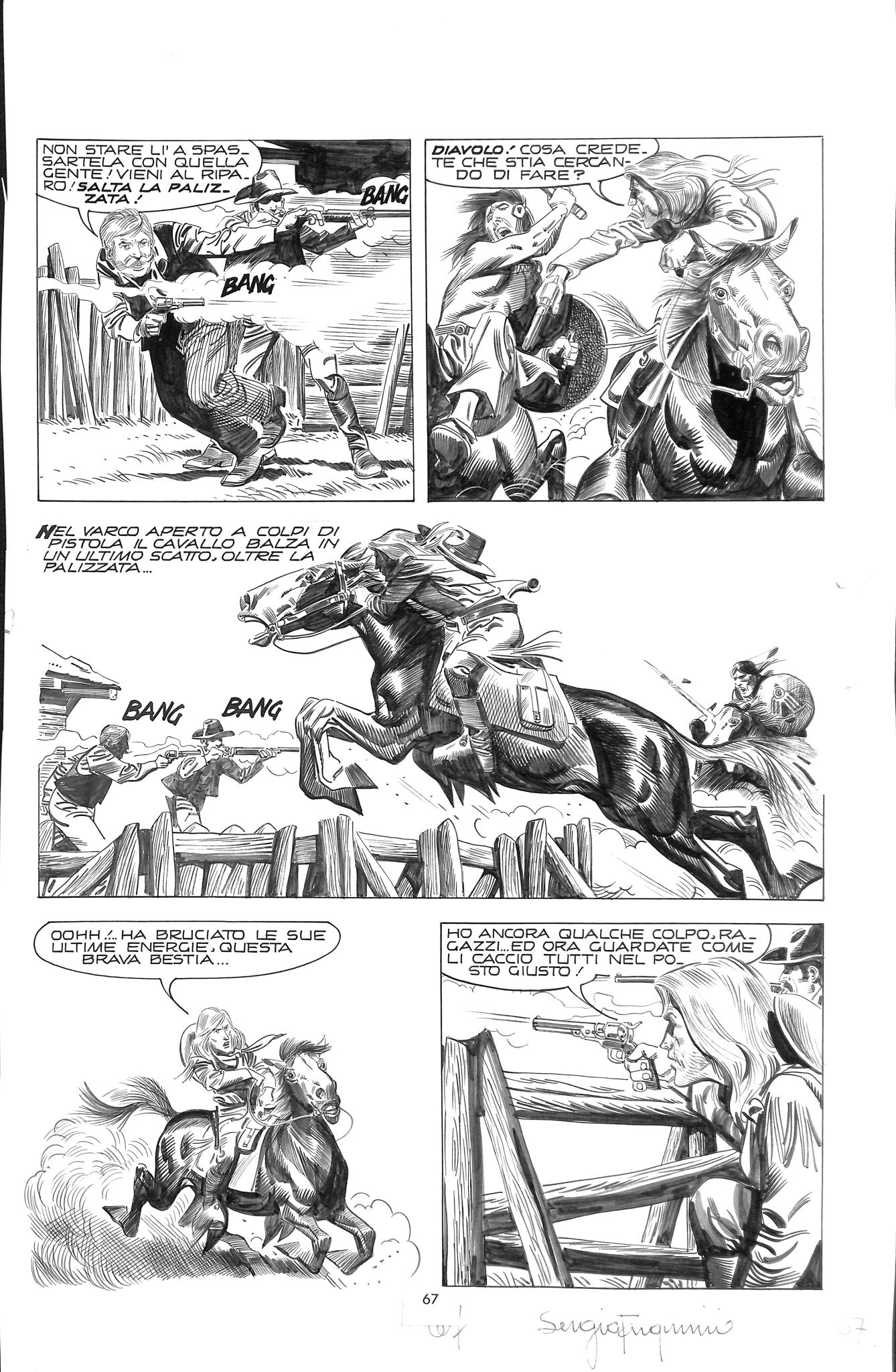 Sergio Tarquinio - Tavola originale Storia del West - Bonelli - pag 67 - Momart