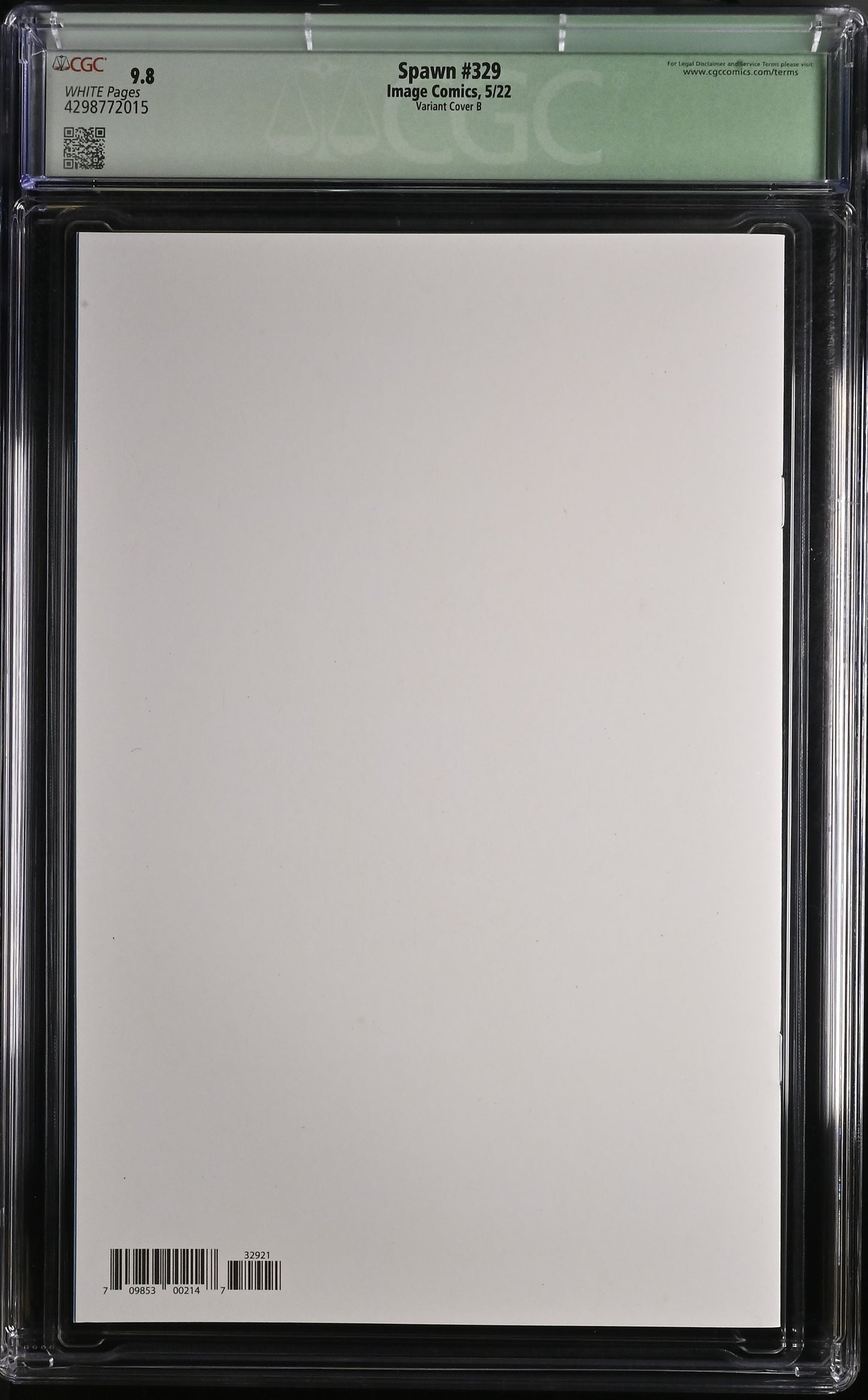 Spawn #329 - CGC 9.8 - Varian Cover B - Sketch and Signature by Ken Haeser - Image Comics