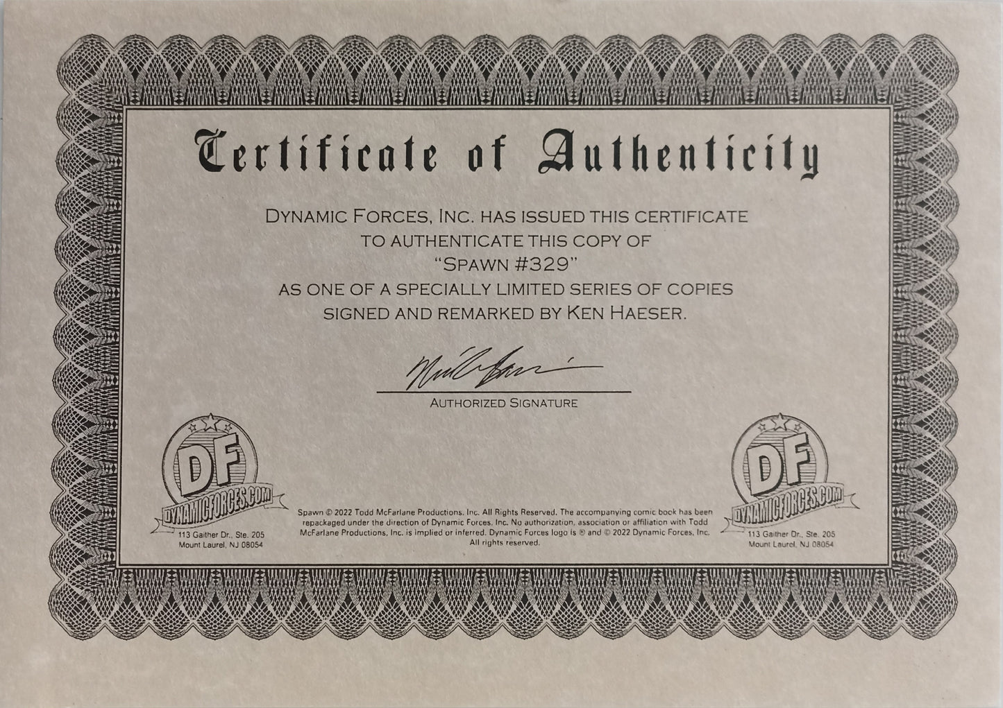 Spawn #329 - CGC 9.8 - Varian Cover B - Sketch and Signature by Ken Haeser - Image Comics